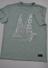 Green with Metallic Silver Print