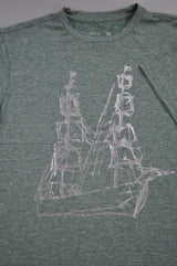 Green with Metallic Silver Print