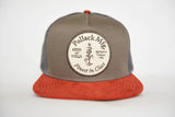 GRAY WITH RED SUEDE TRUCKER