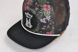 FLORAL WITH BLACK MESH OVERLAY TRUCKER