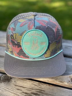 GRAY FLORAL TEAL PATCH SNAPBACK