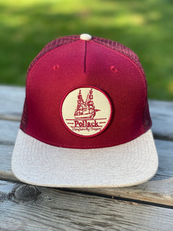 RED TRUCKER WITH TAN BRIM