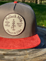 GRAY WITH RED SUEDE TRUCKER