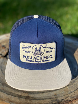 BLUE WITH WHITE SUEDE TRUCKER