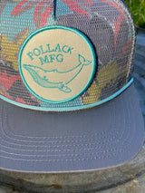 GRAY FLORAL WHALE PATCH SNAPBACK