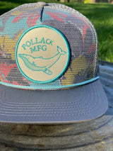 GRAY FLORAL WHALE PATCH SNAPBACK